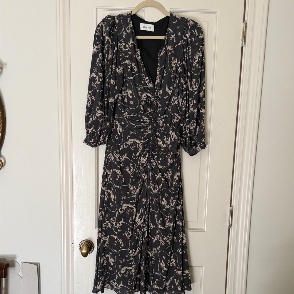 Elegant Black Floral Long Sleeve Dress
